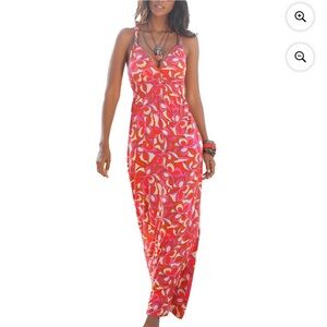 Lascana Women's Sleeveless Shoulder Dress - Women’s Medium Red/Multi